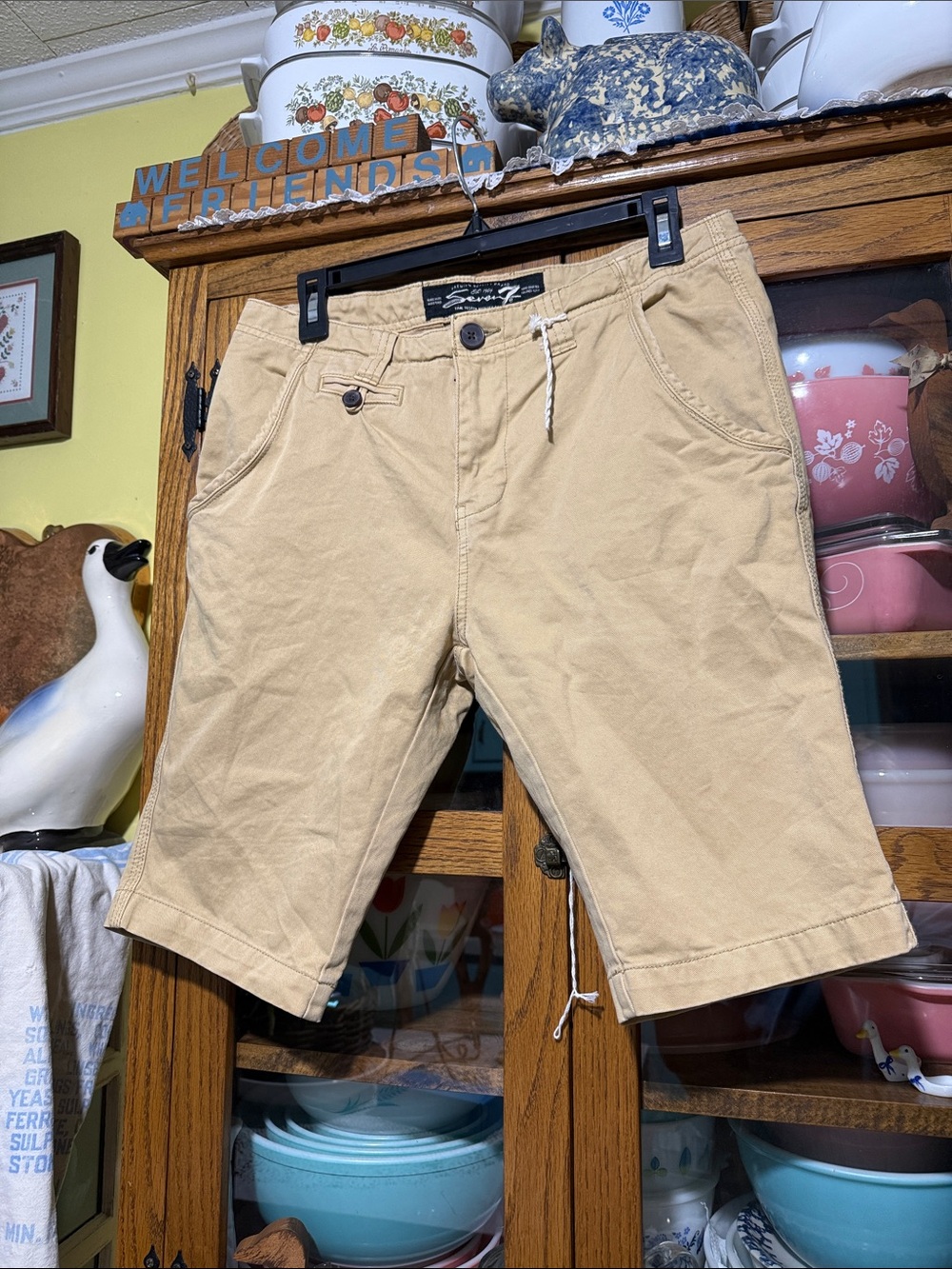 Seven7 Men's Tan Cotton Bermuda Shorts